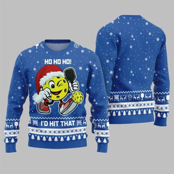 2025 Christmas HO HO HO Id Hit That Pickleball Ugly Sweater 4