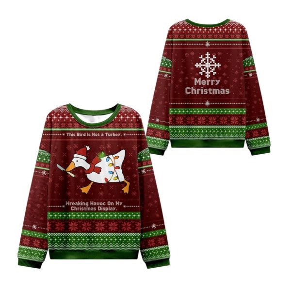 2025 Christmas Havoc Wreaking Goose Ugly Sweater 1 2