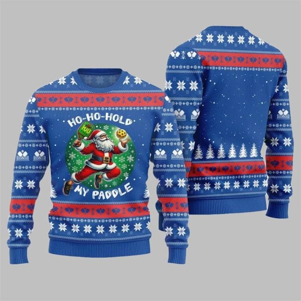 2025 Christmas Ho Ho Hold My Paddle Pickleball Ugly Sweater 2