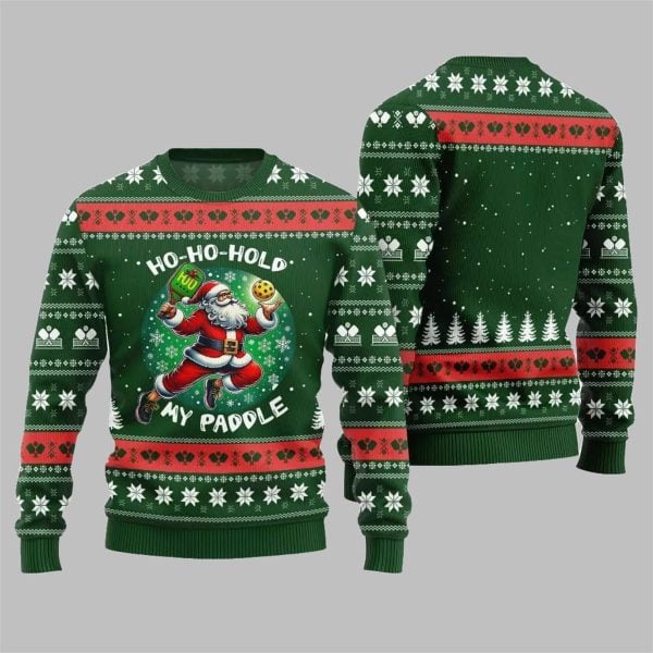 2025 Christmas Ho Ho Hold My Paddle Pickleball Ugly Sweater 4