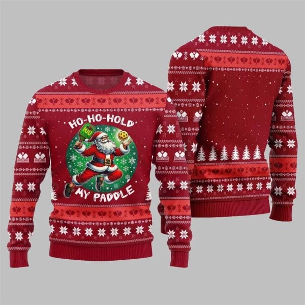 2025 Christmas Ho Ho Hold My Paddle Pickleball Ugly Sweater 5