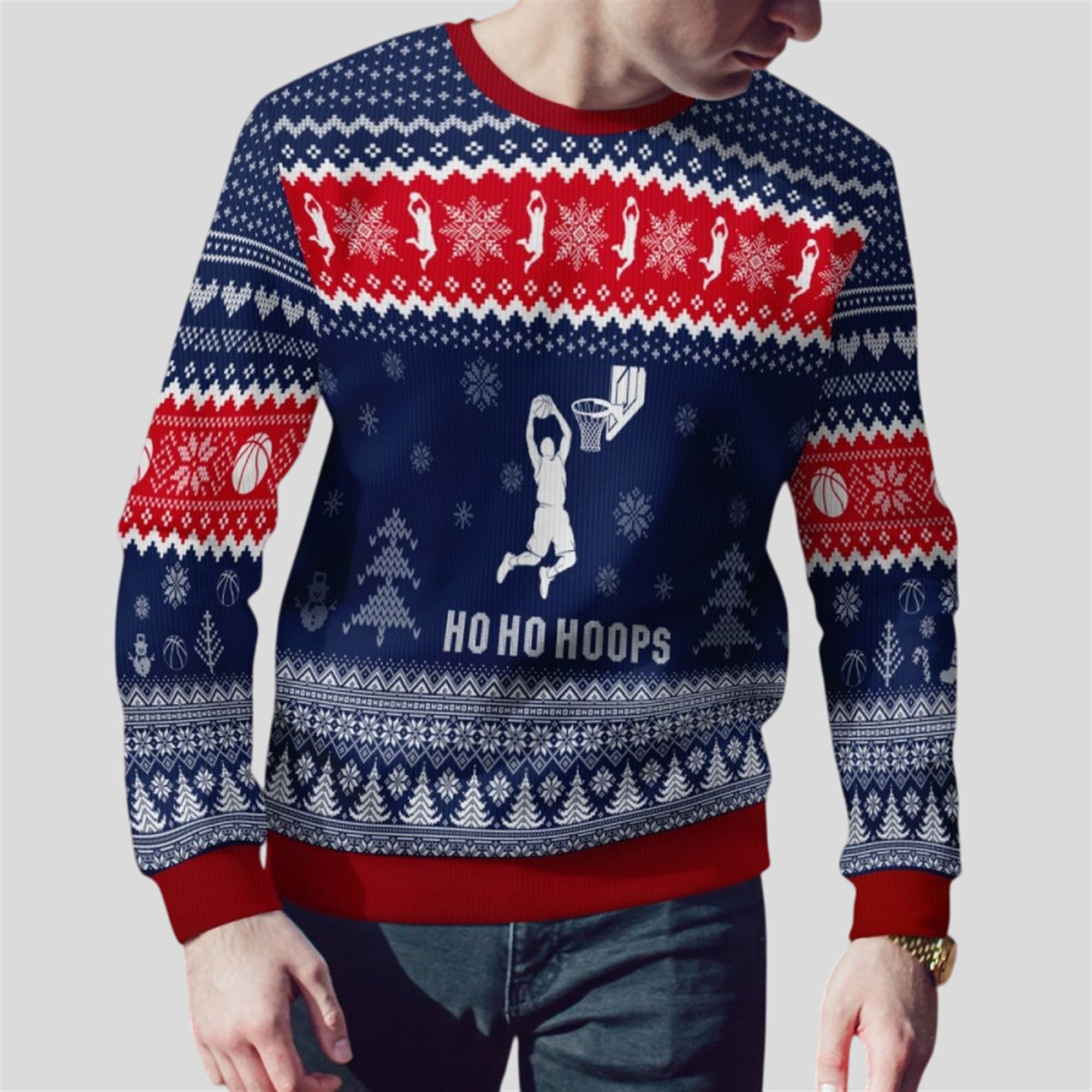 2025 Christmas HoHoHoops Basketball Ugly Sweater 2 2025 Christmas HoHoHoops Basketball Ugly Sweater 2