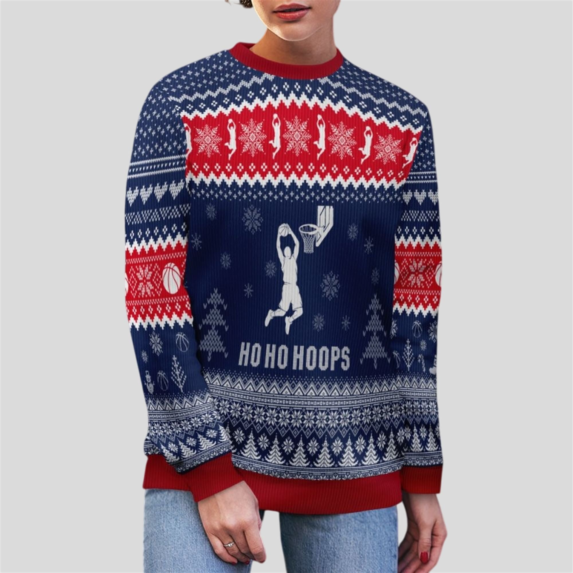 2025 Christmas HoHoHoops Basketball Ugly Sweater 3 2025 Christmas HoHoHoops Basketball Ugly Sweater 3