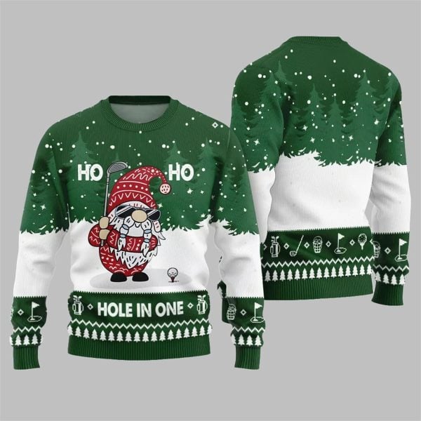 2025 Christmas Hole In One Gnome Golf Ugly Sweater 1