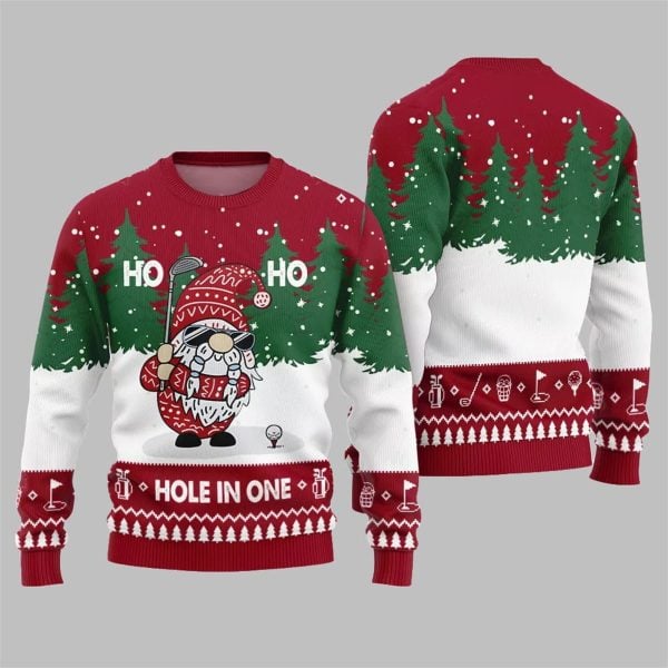 2025 Christmas Hole In One Gnome Golf Ugly Sweater 3