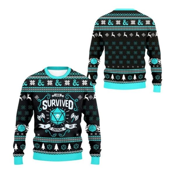 2025 Christmas I Have Survived A Critical Hit Ugly Sweater 1 2
