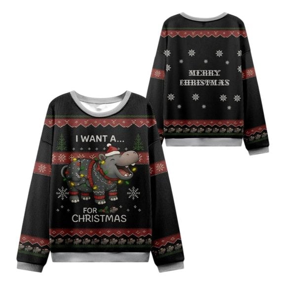 2025 Christmas I Want a Moo Deng Ugly Sweater 1 2