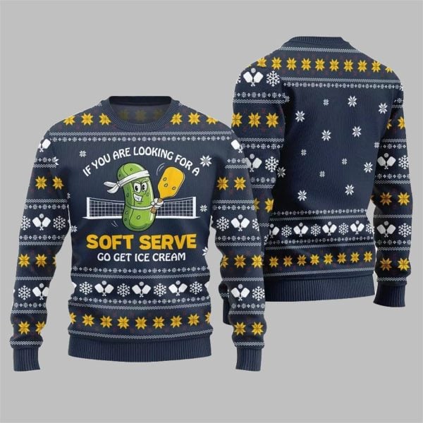 2025 Christmas If You Are Looking For A Soft Serve Pickleball Ugly Sweater 2