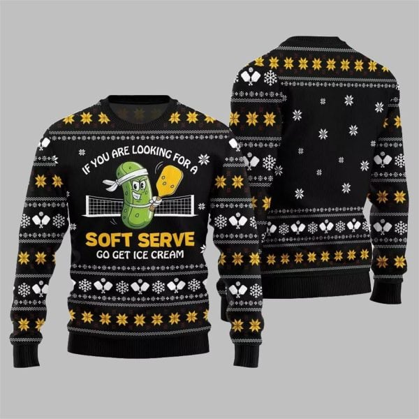 2025 Christmas If You Are Looking For A Soft Serve Pickleball Ugly Sweater 3