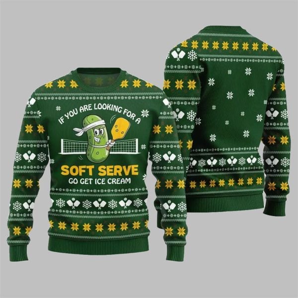 2025 Christmas If You Are Looking For A Soft Serve Pickleball Ugly Sweater 4