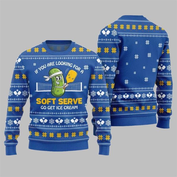 2025 Christmas If You Are Looking For A Soft Serve Pickleball Ugly Sweater 5