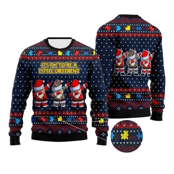 2025 Christmas Its Ok To Be A Little Different Ugly Sweater 1 2