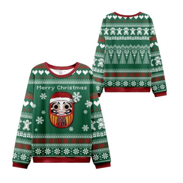 2025 Christmas Japanese Daruma Ugly Christmas Sweater 1 2