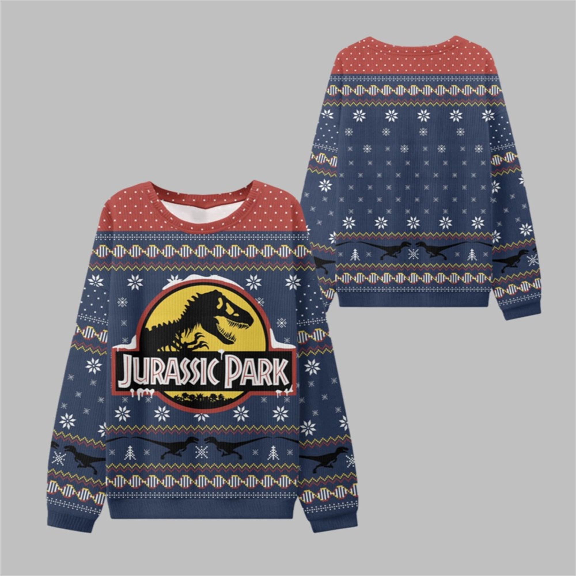 2025 Christmas Jurassic Park Ugly Sweater 1 1 2025 Christmas Jurassic Park Ugly Sweater 1 1