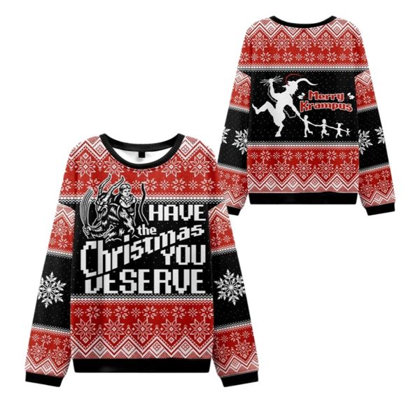 2025 Christmas Krampus Takes Children Ugly Sweater 1 2