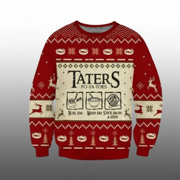 2025 Christmas LOTR Taters Potatoes Ugly Christmas Sweater 1 1