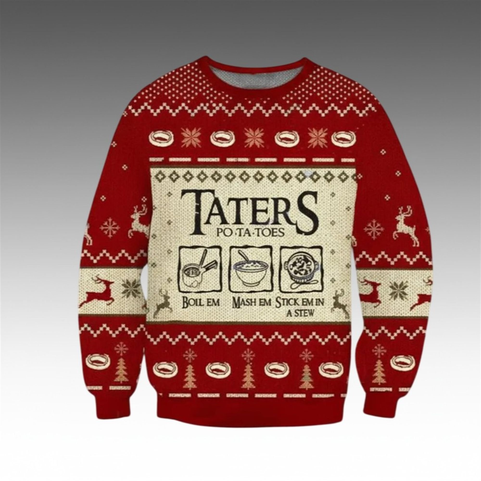 2025 Christmas LOTR Taters Potatoes Ugly Christmas Sweater 2 2025 Christmas LOTR Taters Potatoes Ugly Christmas Sweater 1 2