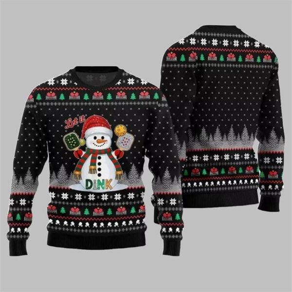 2025 Christmas Let It Dink Pickleball Ugly Sweater 2