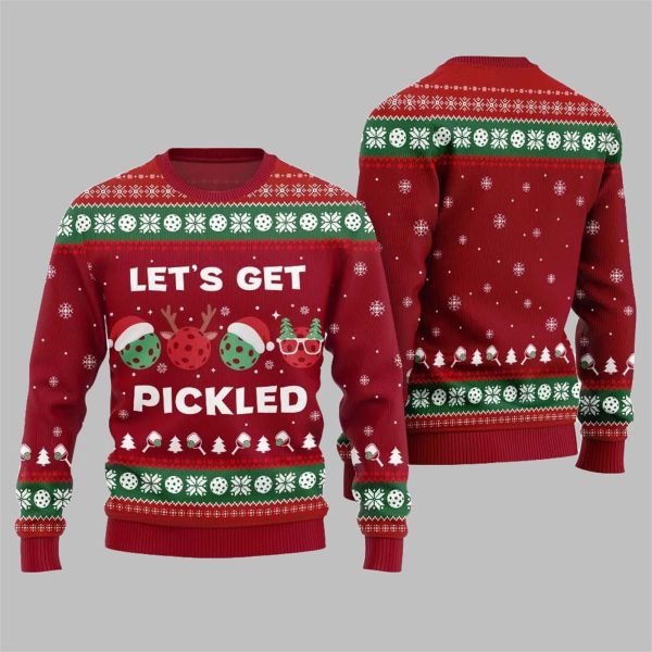 2025 Christmas Lets Get Pickled Pickleball Ugly Sweater 4