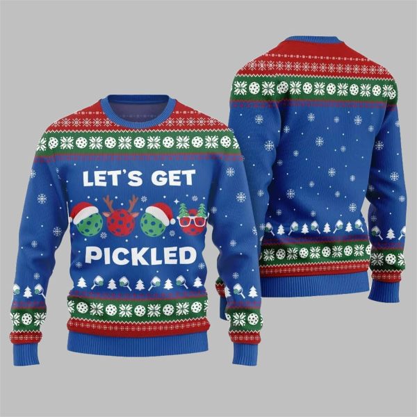 2025 Christmas Lets Get Pickled Pickleball Ugly Sweater 5