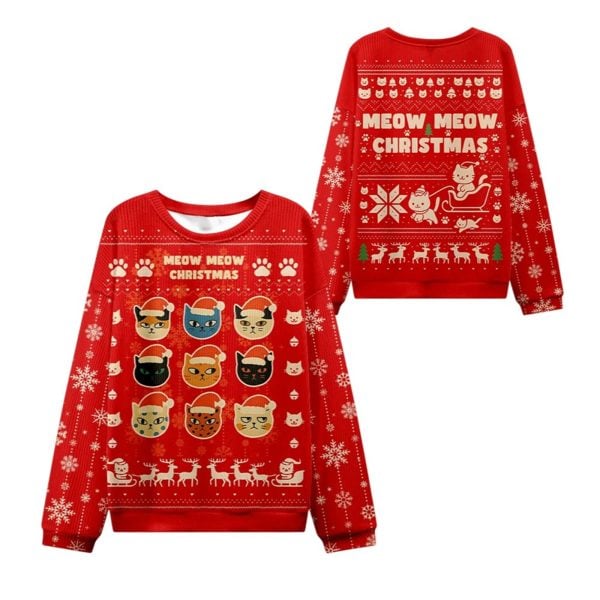 2025 Christmas Meow Meow Christmas Ugly Sweater 1 2