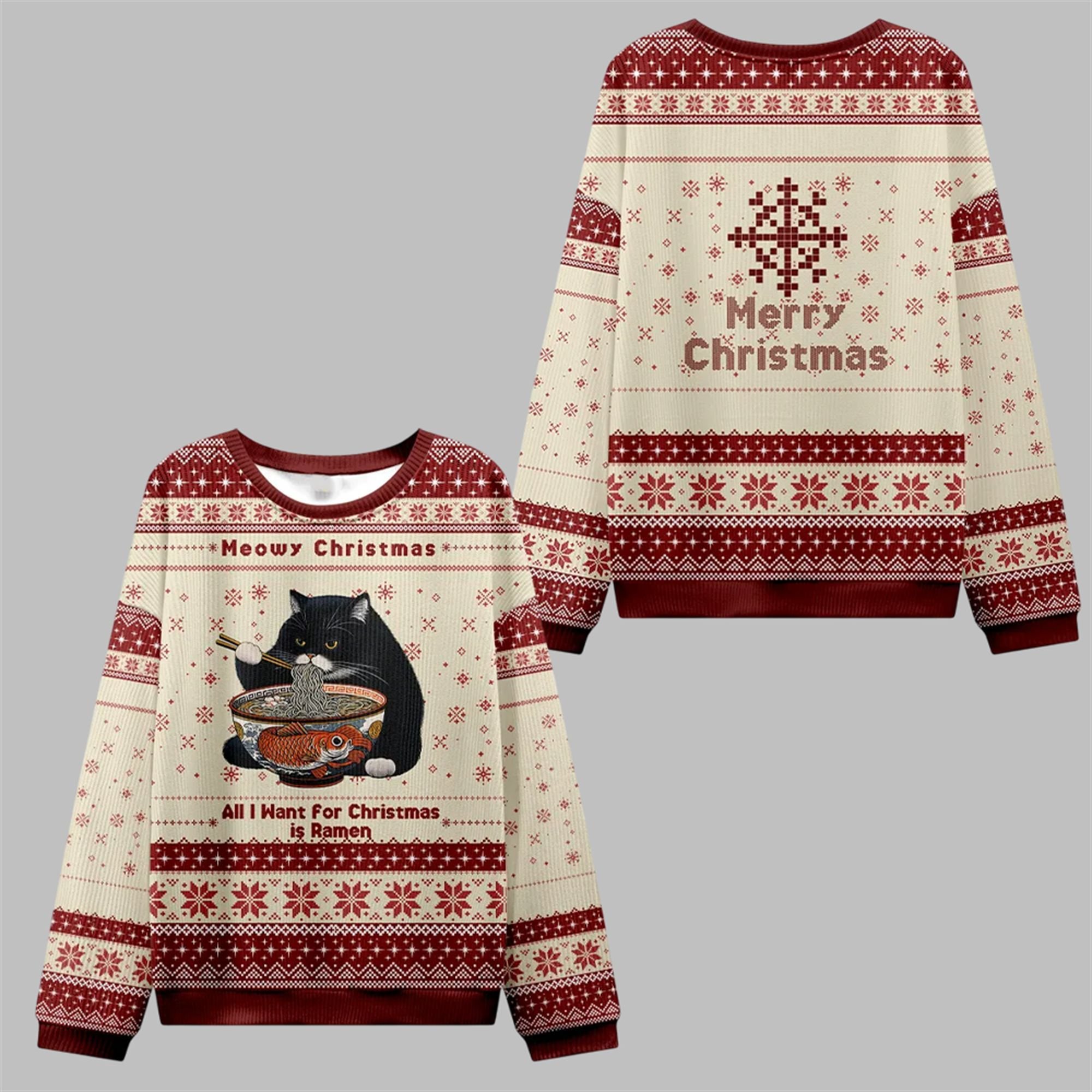 2025 Christmas Meowy Christmas Ramen Ugly Sweater 0 2025 Christmas Meowy Christmas Ramen Ugly Sweater 0