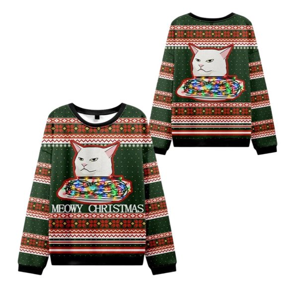 2025 Christmas Meowy Christmas Ugly Sweater 1 2