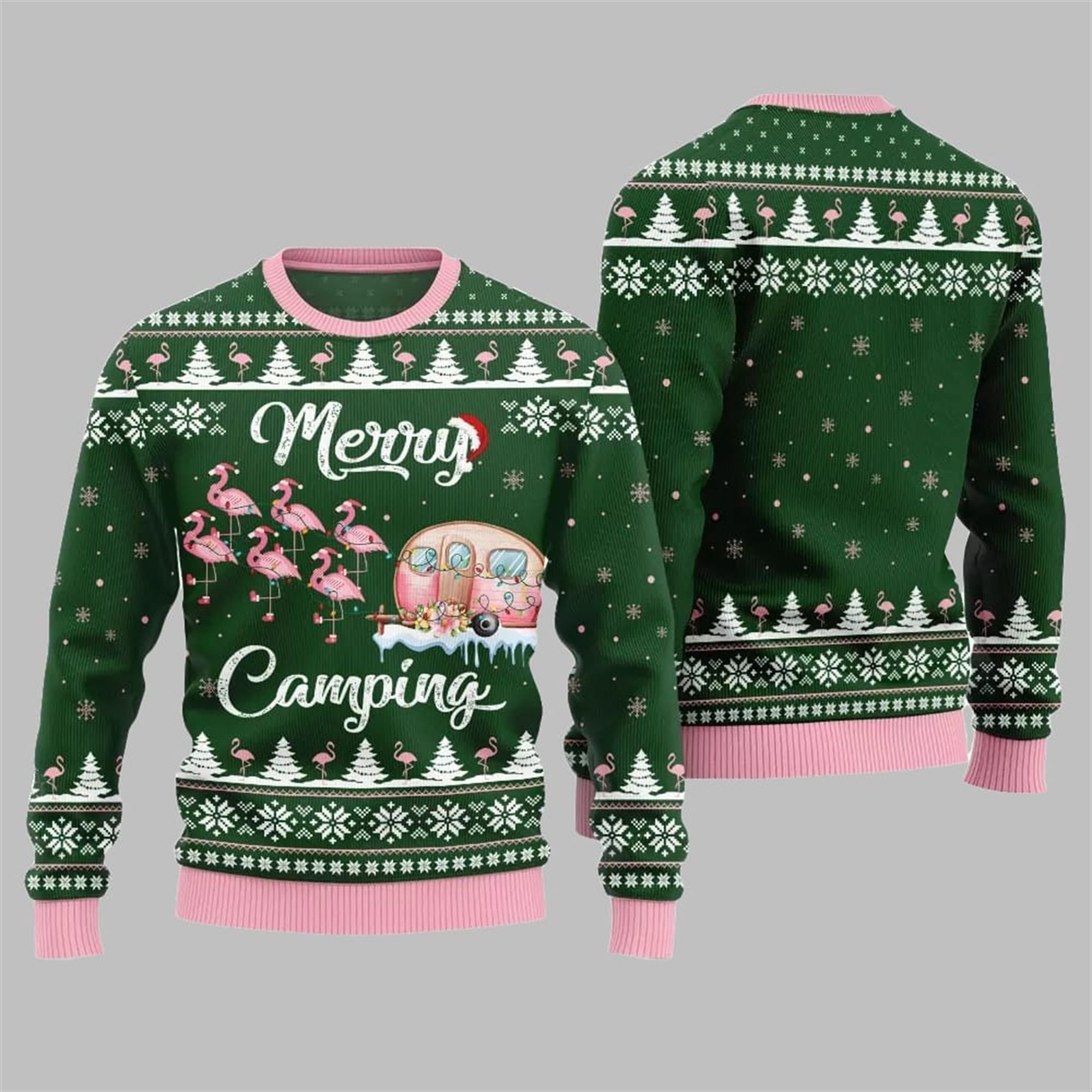 2025 Christmas Merry Camping Flamingo Ugly Sweater 2025 Christmas Merry Camping Flamingo Ugly Sweater