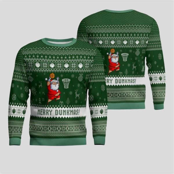 2025 Christmas Merry Dunkmas Basketball Ugly Sweater 1