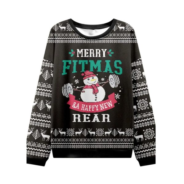 2025 Christmas Merry Fitmas Rear Ugly Sweater 1 2