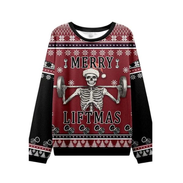 2025 Christmas Merry Liftmas Skeleton Ugly Sweater 1 2