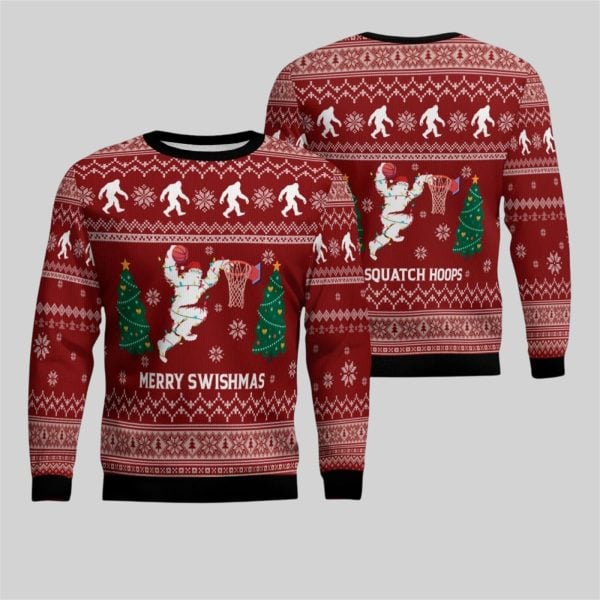 2025 Christmas Merry Swishmas Basketball Ugly Sweater 1