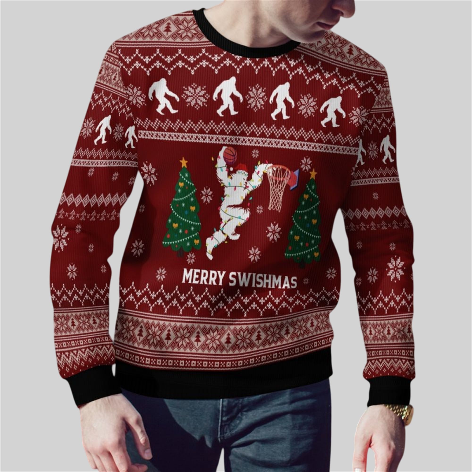 2025 Christmas Merry Swishmas Basketball Ugly Sweater 2 2025 Christmas Merry Swishmas Basketball Ugly Sweater