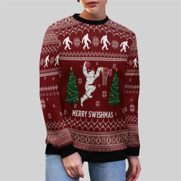 2025 Christmas Merry Swishmas Basketball Ugly Sweater 3