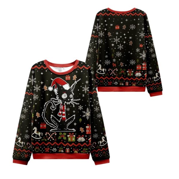 2025 Christmas Messy Cat Ugly Christmas Sweater 1 2