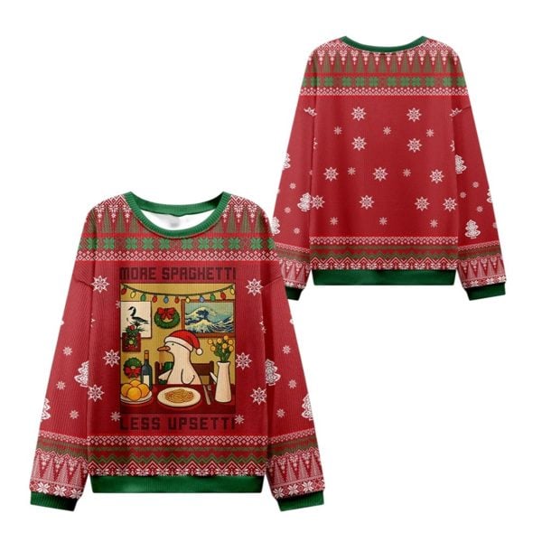 2025 Christmas More Spaghetti Less Upsetti Ugly Sweater 1 2