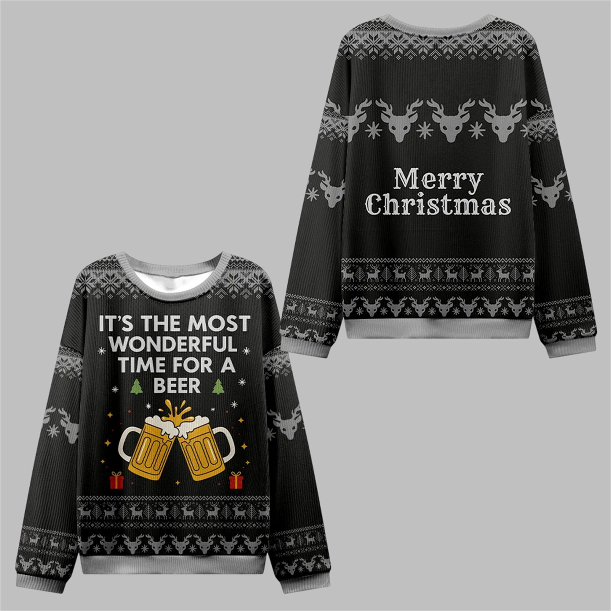 2025 Christmas Most Wonderful Beer Time Ugly Sweater 0 2025 Christmas Most Wonderful Beer Time Ugly Sweater 0