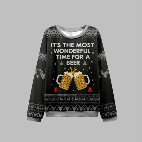 2025 Christmas Most Wonderful Beer Time Ugly Sweater 1