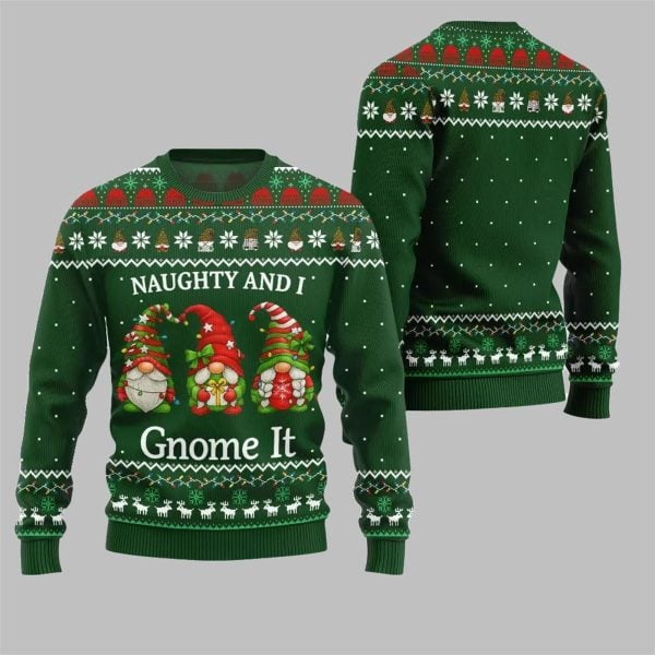 2025 Christmas Naughty And I Gnome It Ugly Sweater 4