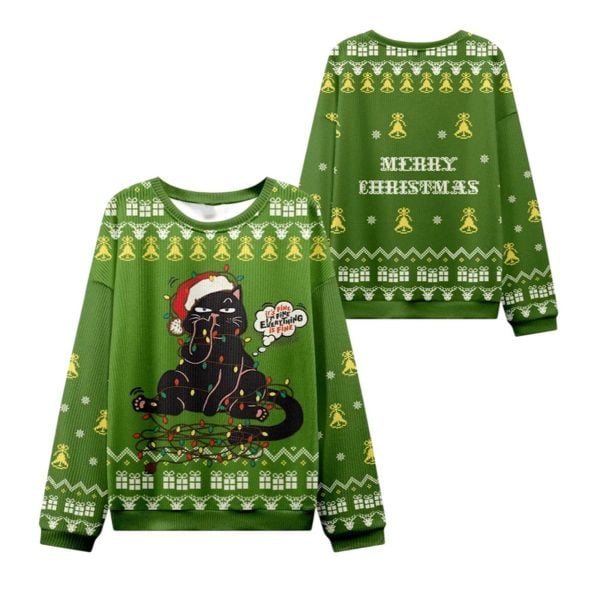 2025 Christmas Naughty Black Cat Ugly Sweater 1 2