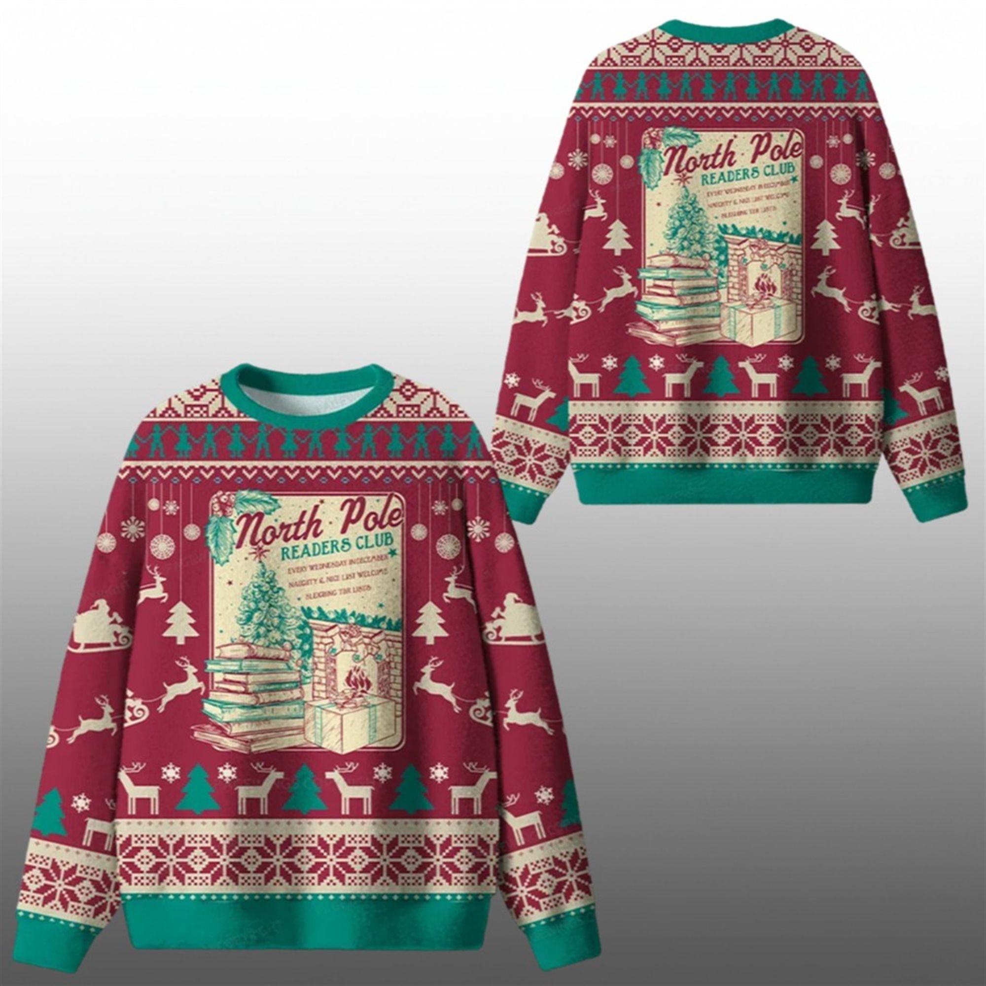 2025 Christmas North Pole Readers Club Ugly Sweater 1 1 2025 Christmas North Pole Readers Club Ugly Sweater 1 1