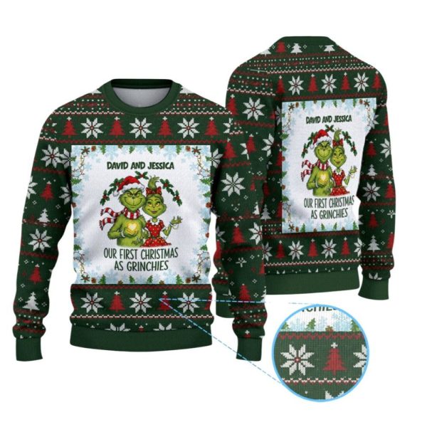 2025 Christmas Our First Christmas As Grnches Ugly Sweater 1 2