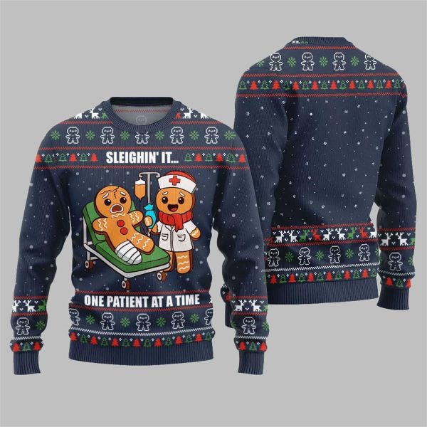 2025 Christmas Patient Gingerbread Ugly Christmas Sweater 5