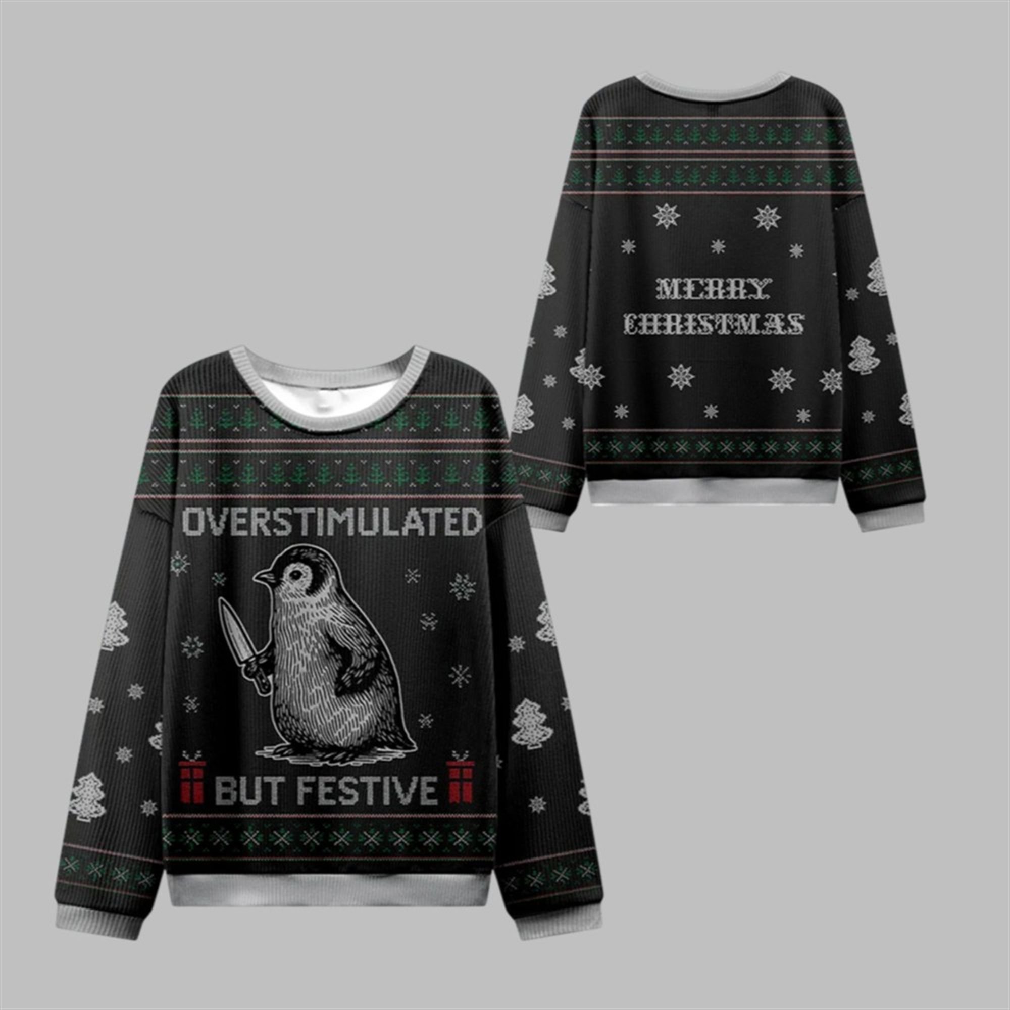 2025 Christmas Penguins Overstimulated Ugly Sweater 1 1 2025 Christmas Penguins Overstimulated Ugly Sweater 1 1