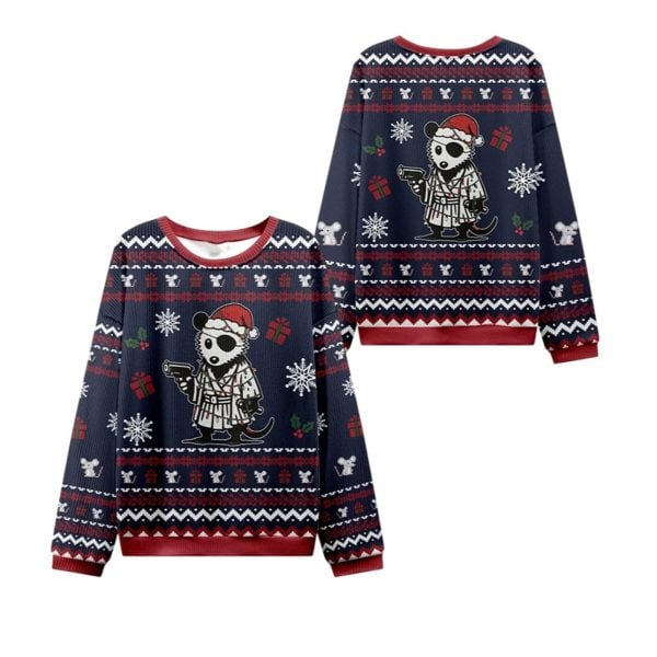 2025 Christmas Possum Samurai Ugly Christmas Sweater 1 2