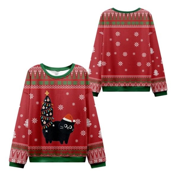2025 Christmas Purrfectly Festive Cat Ugly Sweater 1 2