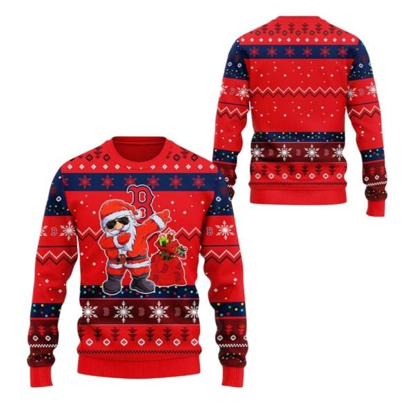 2025 Christmas Red Sox Dabbing Santa Ugly Sweater 1 2