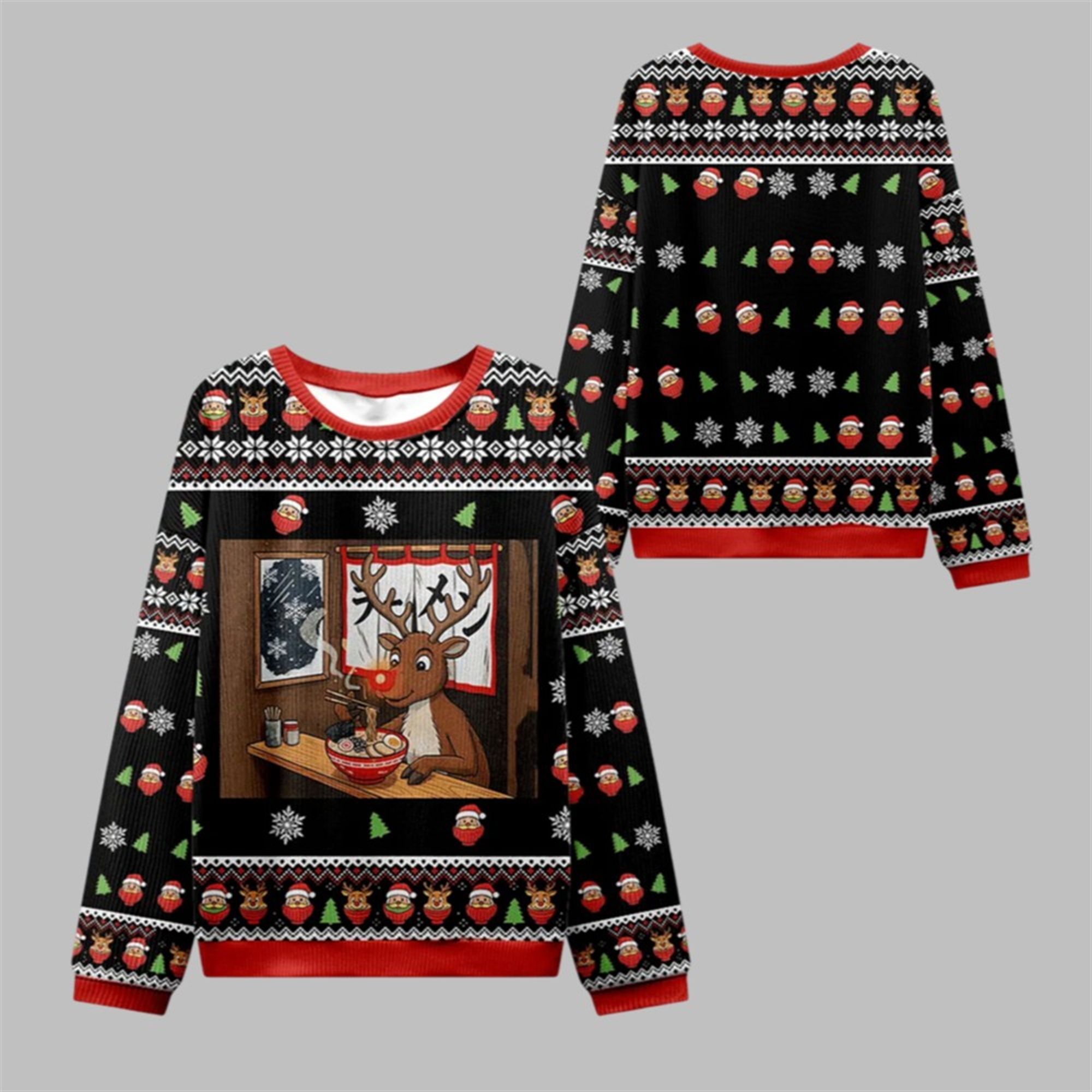 2025 Christmas Reindeer Eating Ramen Ugly Sweater 2025 Christmas Reindeer Eating Ramen Ugly Sweater