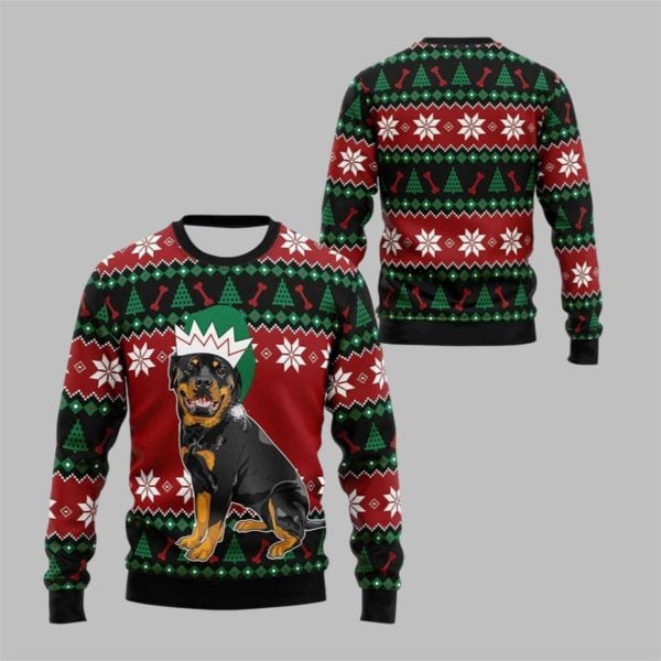 2025 Christmas Rottweiler Ugly Christmas Sweater 1 1