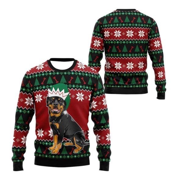 2025 Christmas Rottweiler Ugly Christmas Sweater 1 2